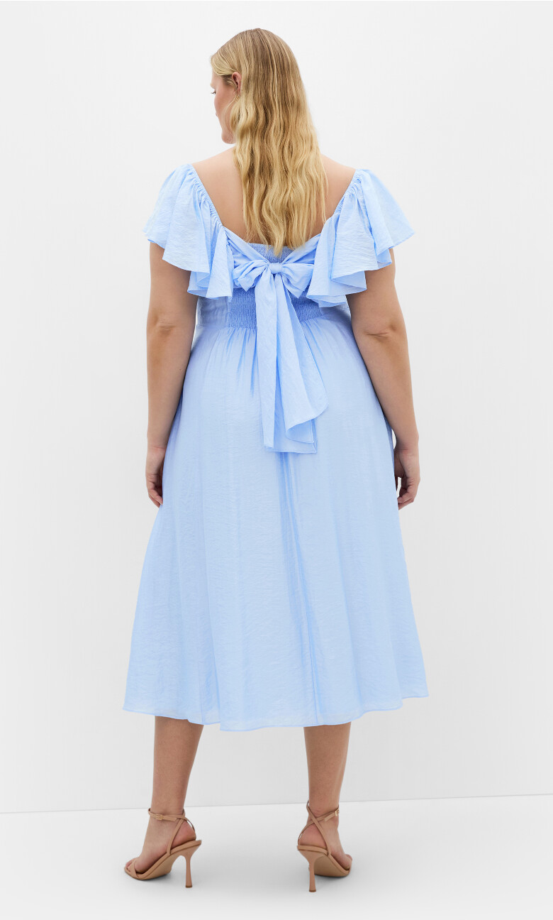 Alisia Tie-Back Midi Dress - sky blue